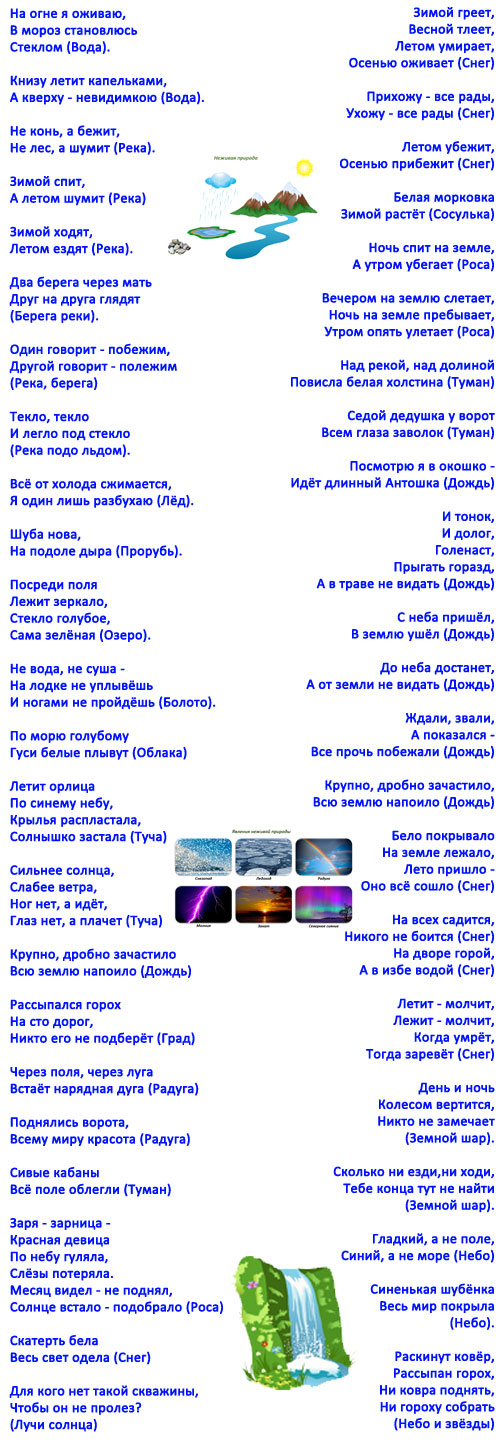 Загадки о неживой природе 2 класс короткие с ответами. Новые загадки для детей, окружающий мир